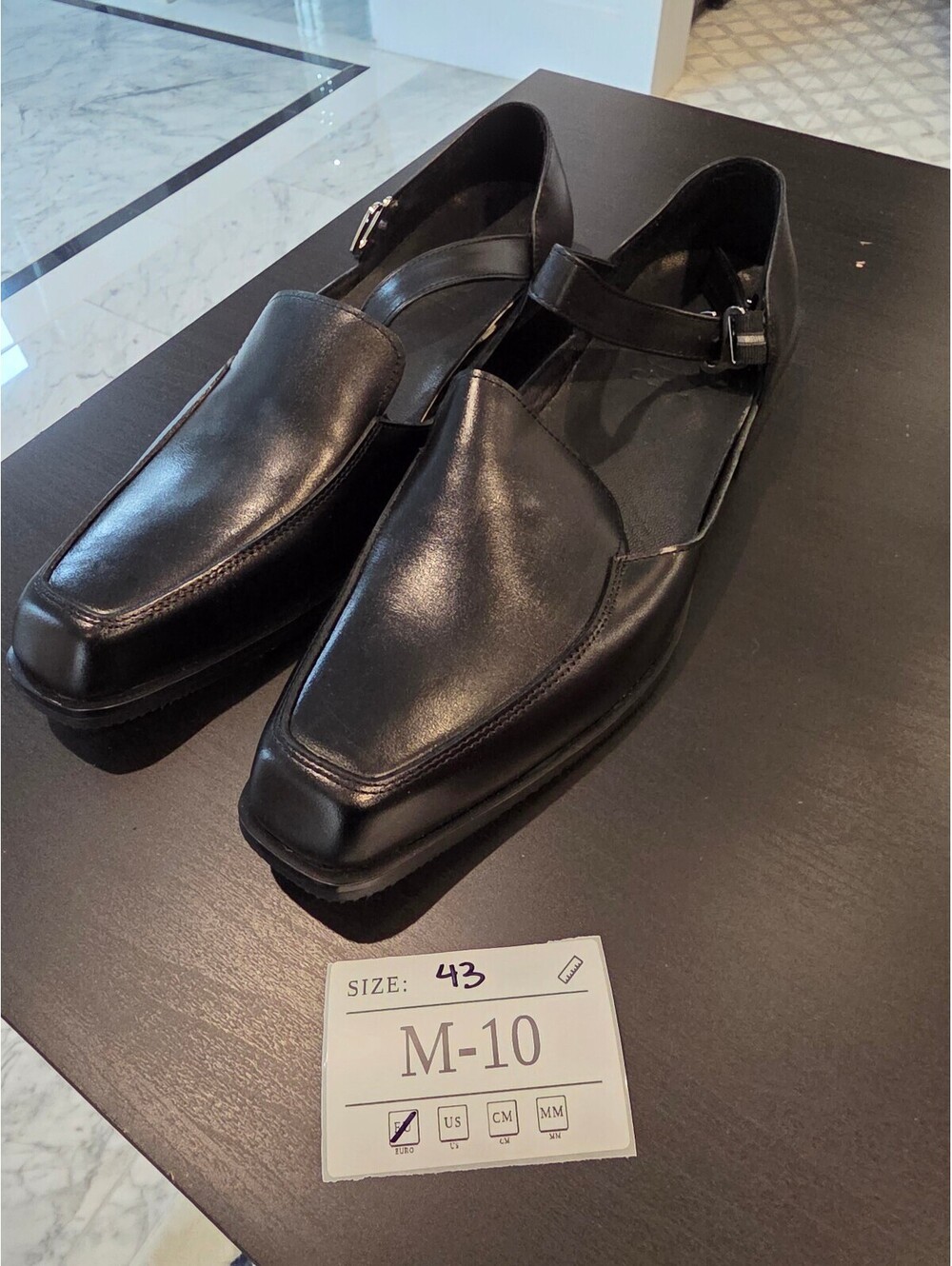 Men's Black Leather Slip-On Loafers with Buckle Detail
